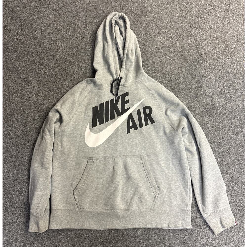 Nike Air Gray Pullover Hoodie Sweatshirt Size Large Logo Pocket
